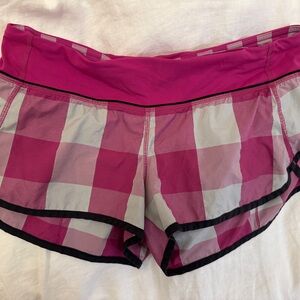 Lululemon Pink Plaid Running Shorts